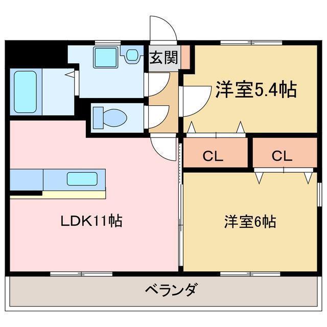 サンパティーク1(2LDK/2階)の間取り写真