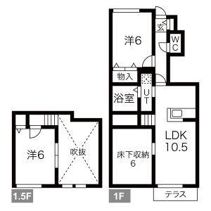 グランモンテ文教(2LDK/1階)の間取り写真