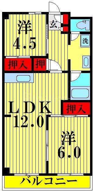 渋谷コート3号館(2LDK/5階)の間取り写真