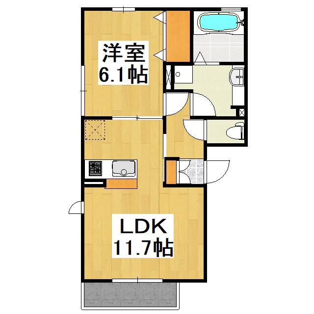 エアフォルク(1LDK/3階)の間取り写真