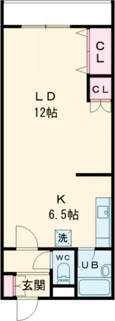 ハイム桔梗I(1K/4階)の間取り写真