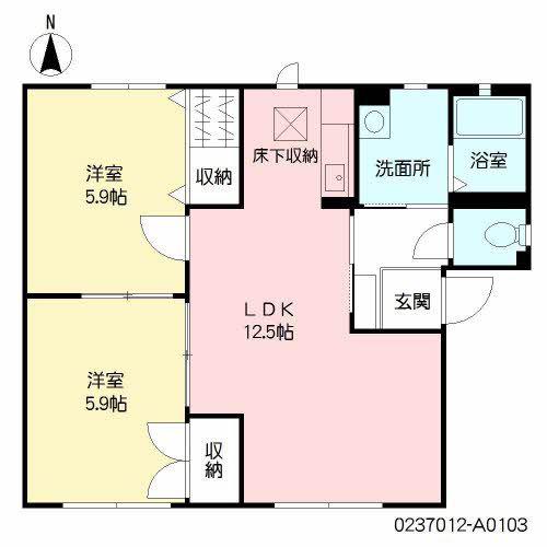 ラフィーネ岩瀬 (2LDK/1階)の間取り写真