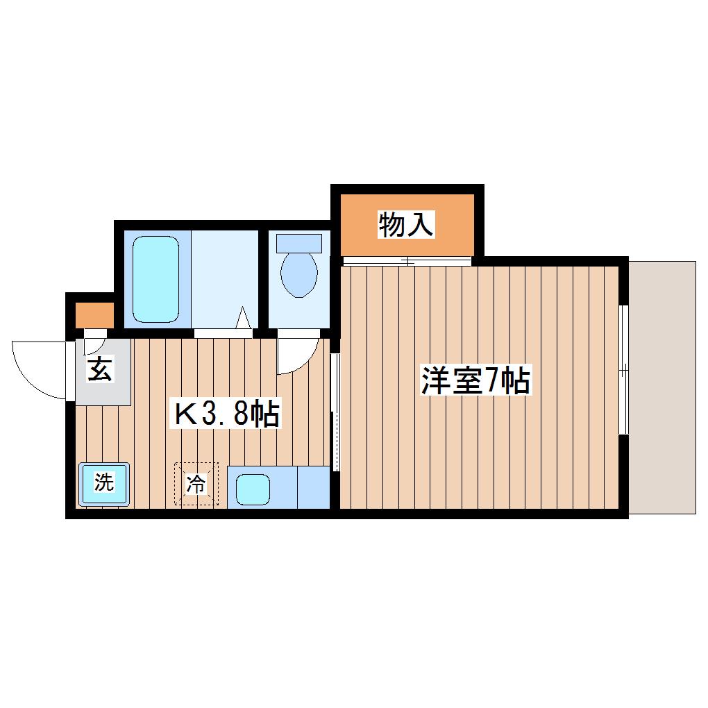 ロイヤルパインB(1K/1階)の間取り写真