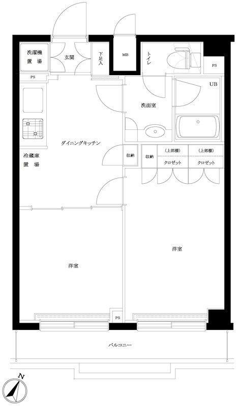 ルーブル下丸子(2DK/4階)の間取り写真
