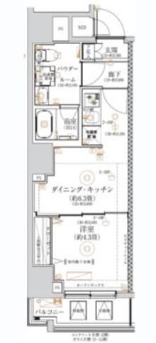 ガリシア森下VI(1DK/8階)の間取り写真