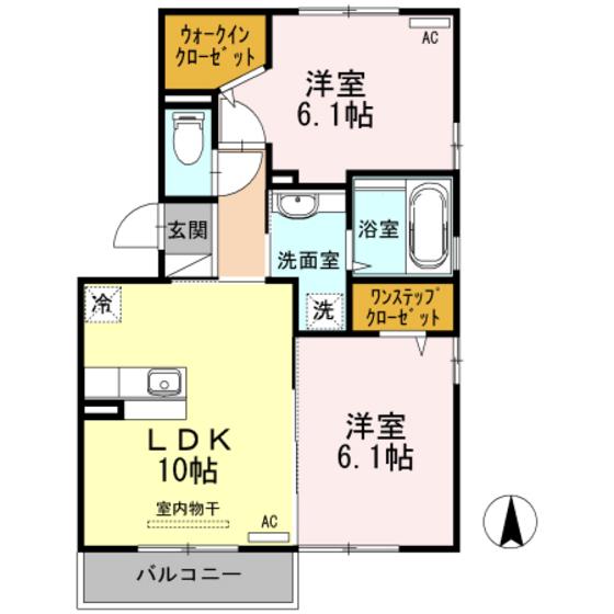 ソレイユA棟(2LDK/2階)の間取り写真