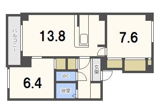 クオリティー大和(2LDK/4階)の間取り写真
