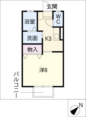 ロイヤルフォレストF棟(1K/2階)の間取り写真