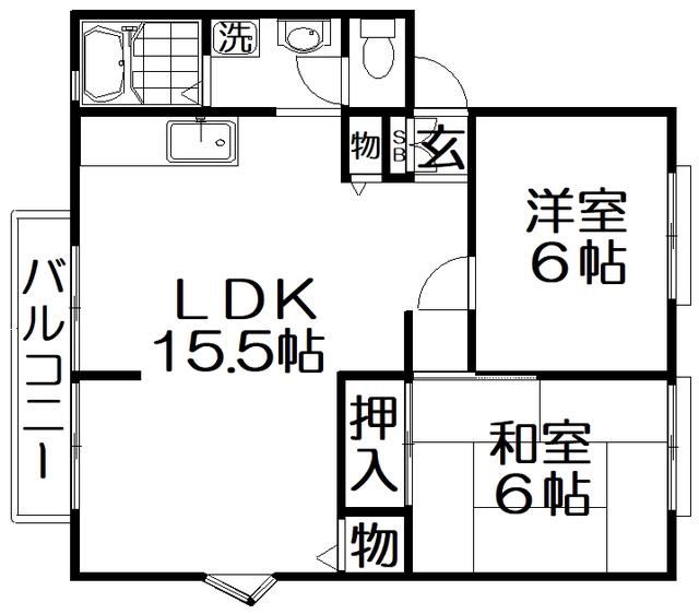 カパーナ阪下(2LDK/1階)の間取り写真