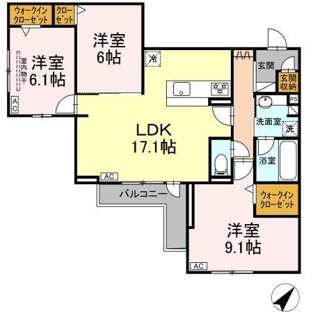プリムラコウチ(3LDK/3階)の間取り写真