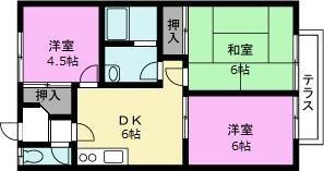メゾンドラペI(3DK/1階)の間取り写真