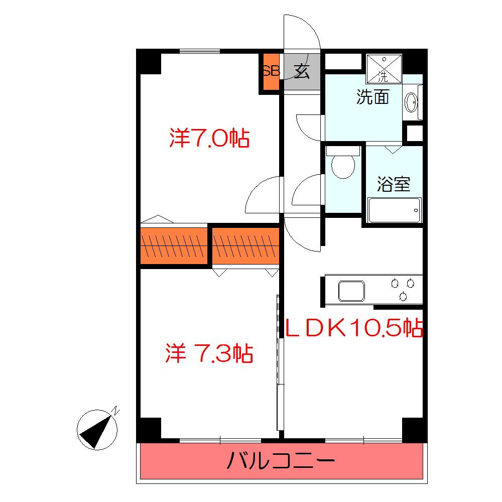 アールズコート(2LDK/6階)の間取り写真