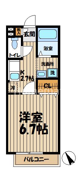 フォレスト(1K/1階)の間取り写真