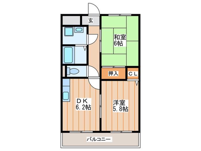 Mプラザ楠根参番館(2DK/5階)の間取り写真
