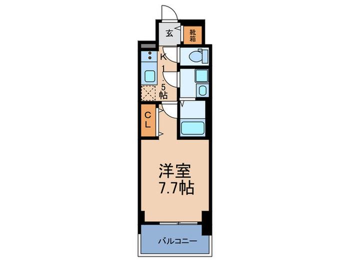 MELDIA CREST TAPP 難波 ウエスト(1K/15階)の間取り写真