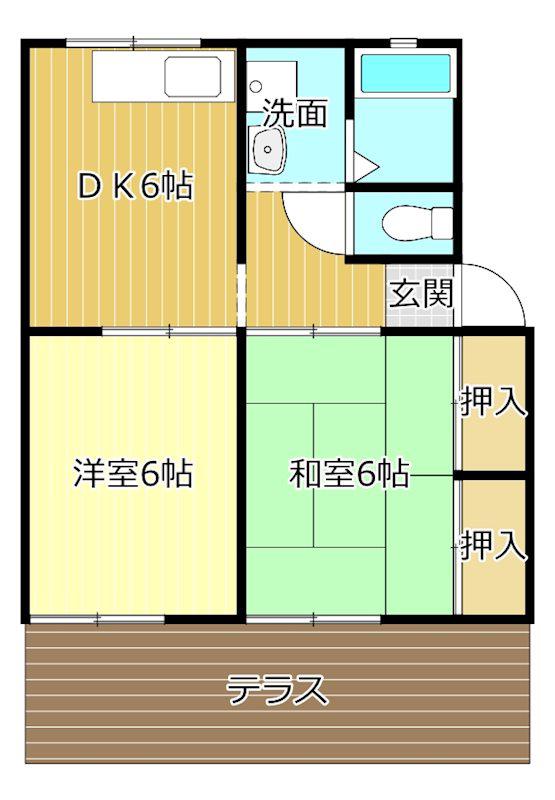 コスモス高丘(2DK/2階)の間取り写真