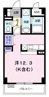 ジュネス・ヴィラ(ワンルーム/2階)の間取り写真