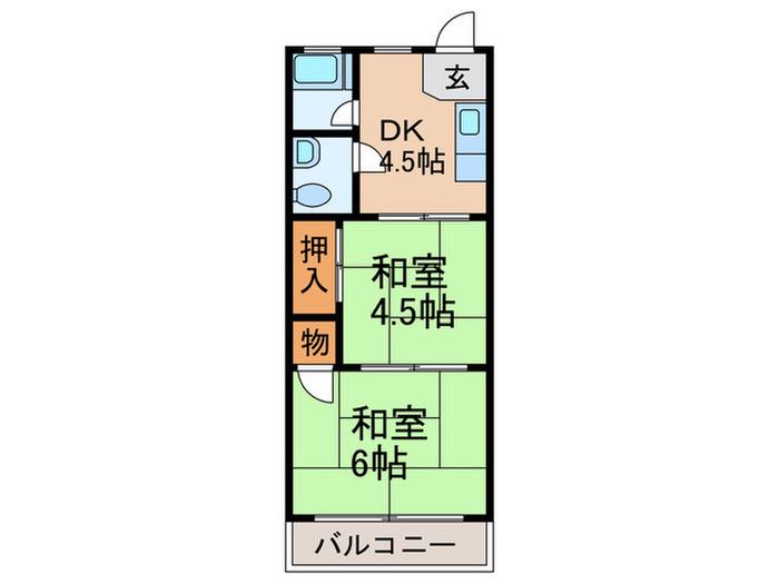 シャルム深江橋(2DK/2階)の間取り写真