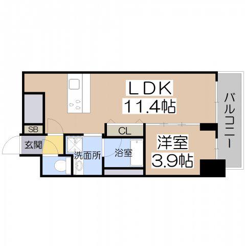 DOUBLE NINE RESIDENCE TENNOJIMINAMI(1LDK/8階)の間取り写真