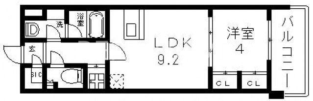 VERTEX(1LDK/4階)の間取り写真
