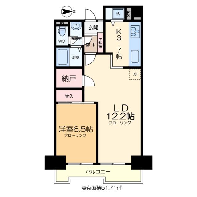綾瀬プルミエ(1LDK/7階)の間取り写真