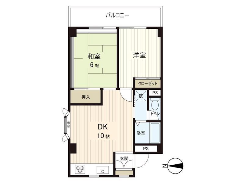 コーポ岩新(2LDK/3階)の間取り写真