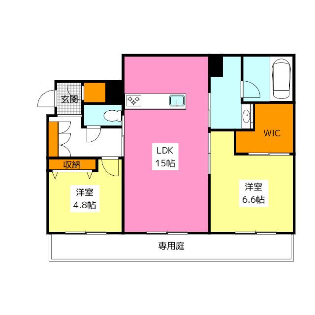 シャーメゾン高宮通(2LDK/1階)の間取り写真