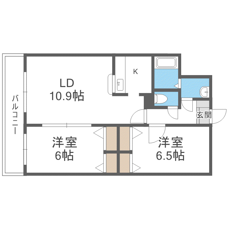 パルティーレ南郷通(2LDK/3階)の間取り写真