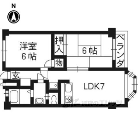ヴィラたみあき(2DK/2階)の間取り写真