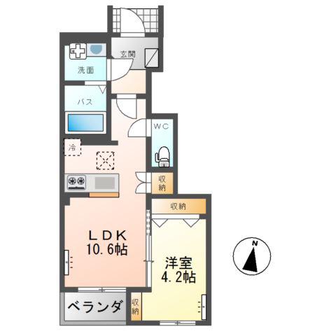 ひたちなか市馬渡字西谷津アパート(1LDK/1階)の間取り写真