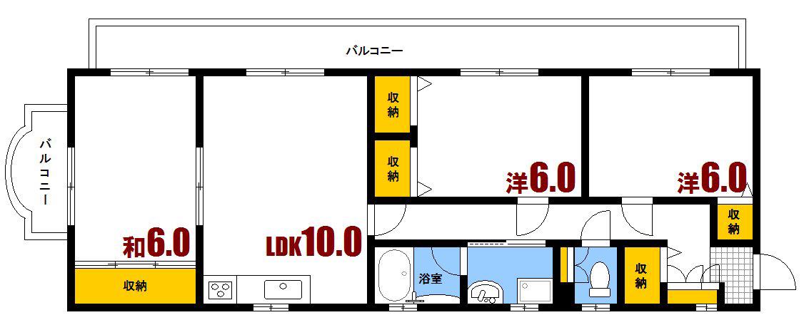 エミューKOUNO(3LDK/3階)の間取り写真