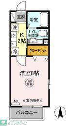 リビエール野川(1K/2階)の間取り写真
