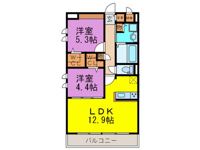 エルグランド博多(2LDK/1階)の間取り写真