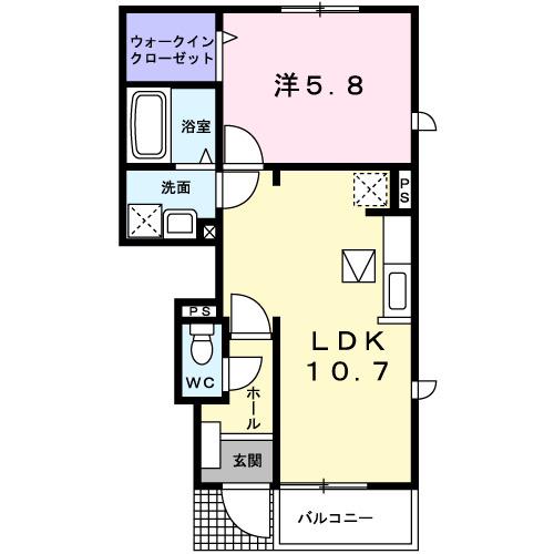 ドリームスクエアC(1LDK/1階)の間取り写真