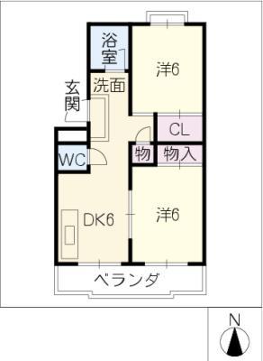 ハイツ西町(2DK/1階)の間取り写真