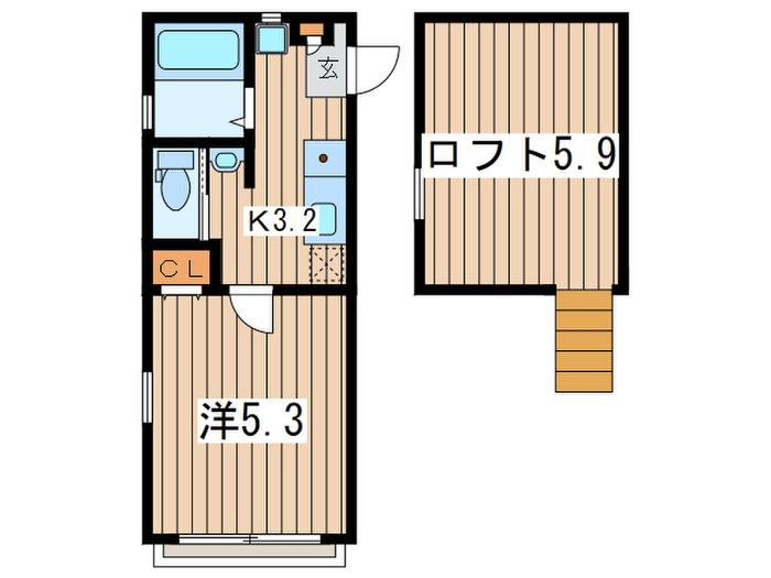 オルソネオ(1K/2階)の間取り写真