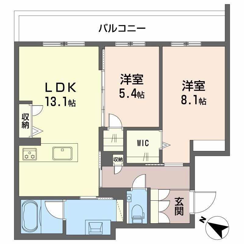 地下鉄名城線 西高蔵駅 徒歩2分 4階建 新築(2LDK/3階)の間取り写真