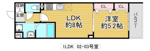 フォレストクリエオーレ諸口(1LDK/1階)の間取り写真