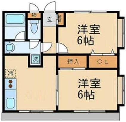 ハイグレース用賀(2DK/2階)の間取り写真