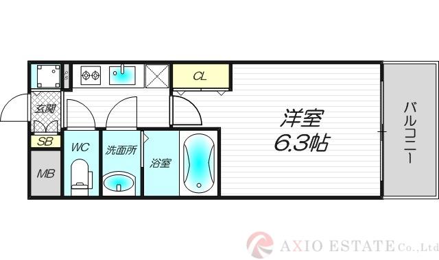 ファーストフィオーレ三国(1K/3階)の間取り写真