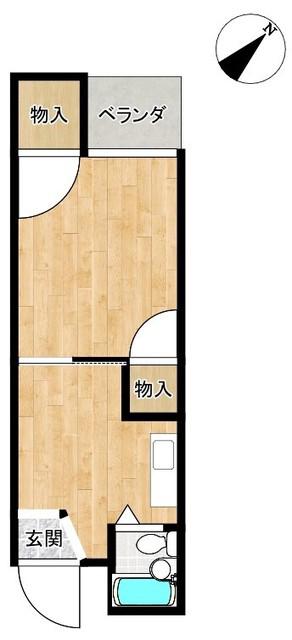 カーサ宿院(1DK/2階)の間取り写真