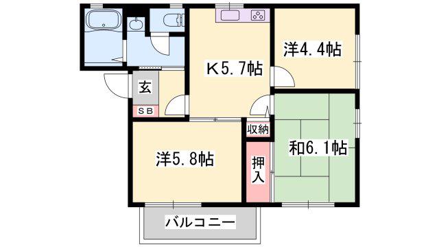 LE HABITAT(3K/1階)の間取り写真