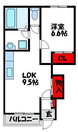 ニューナチュラル ハイム(1LDK/1階)の間取り写真