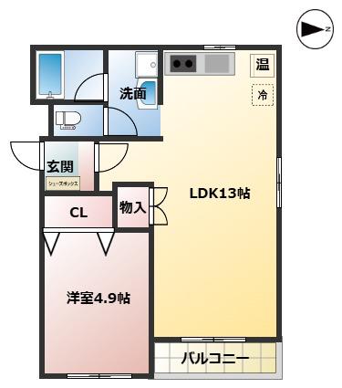 モンテーニュII(1LDK/2階)の間取り写真