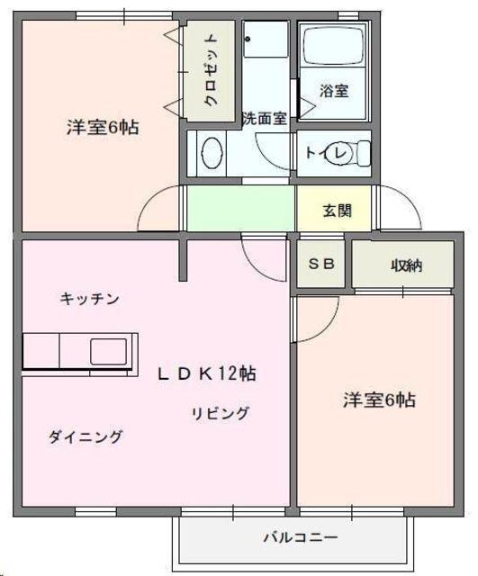 シャルマンK-II(2LDK/2階)の間取り写真