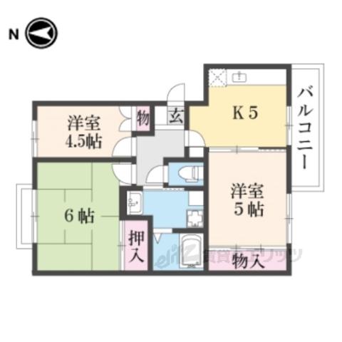 ハピネスA(3K/1階)の間取り写真