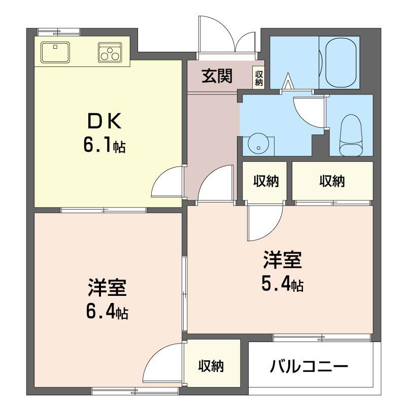 桜ヶ丘ハイツB(2DK/2階)の間取り写真