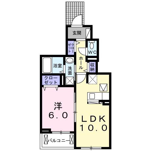 ラナンキュラス(1LDK/1階)の間取り写真
