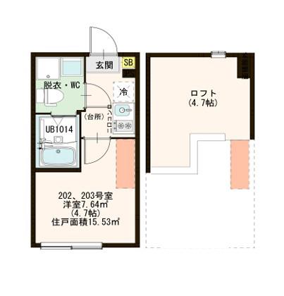 森テラス 青井(1K/2階)の間取り写真