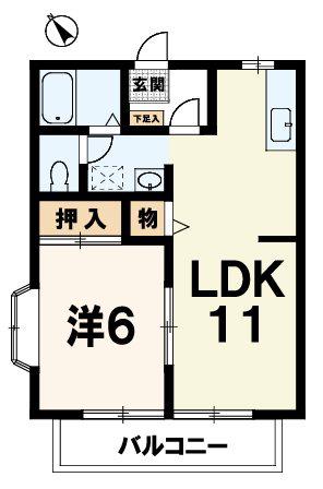 シャルマンコート(1LDK/2階)の間取り写真
